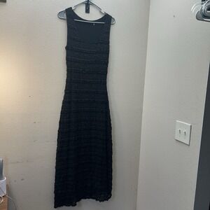 Y2K 90s Vintage Black Lace Whimsigoth Maxi Dress Bodycon Witchy Fairy Floral S-M